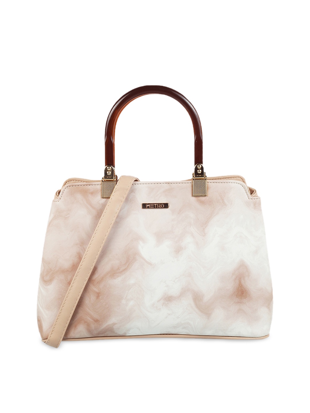 

Metro Beige Structured Handheld Bag with Quilted