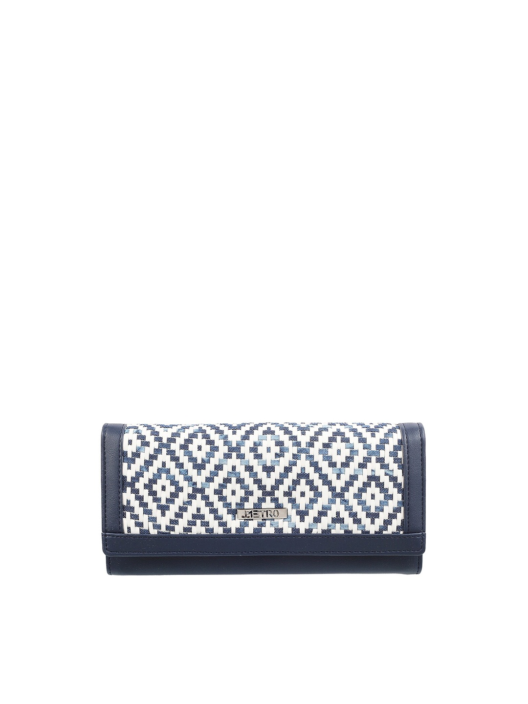 

Metro Women Blue & White Geometric Printed Two Fold Wallet