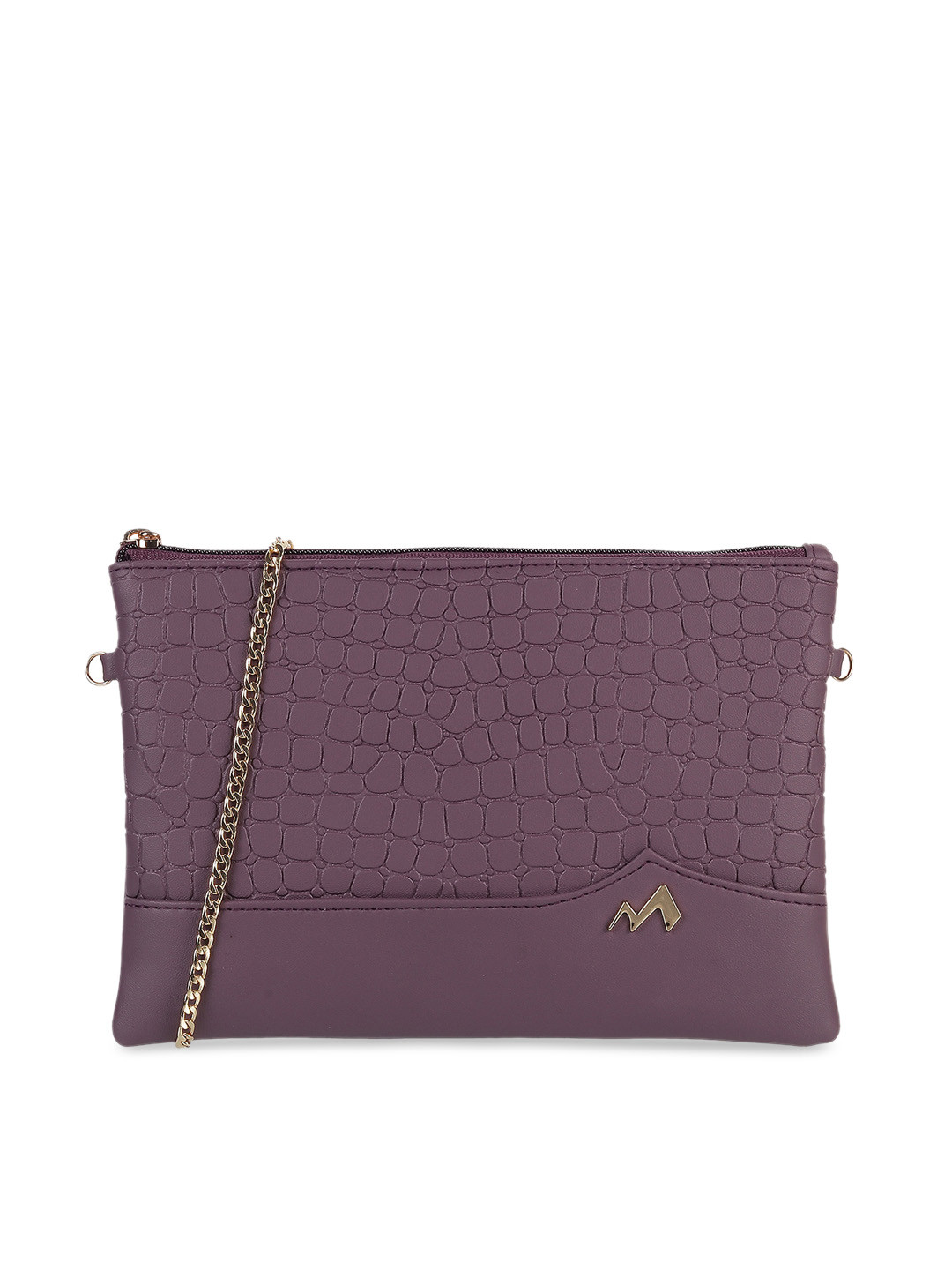 

Metro Purple Animal PU Structured Sling Bag with Cut Work