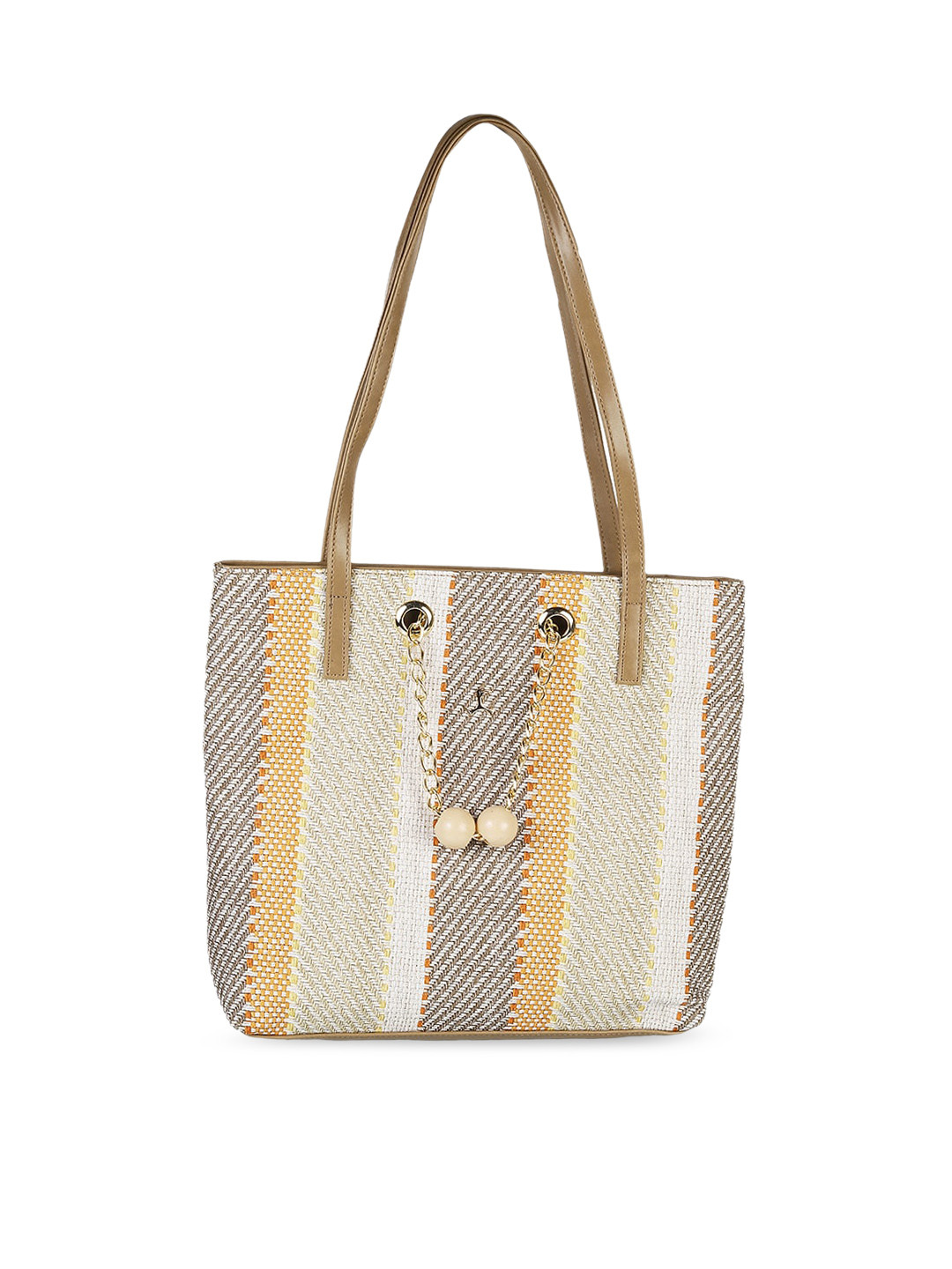 

Mochi Beige Textured PU Shopper Shoulder Bag with Cut Work