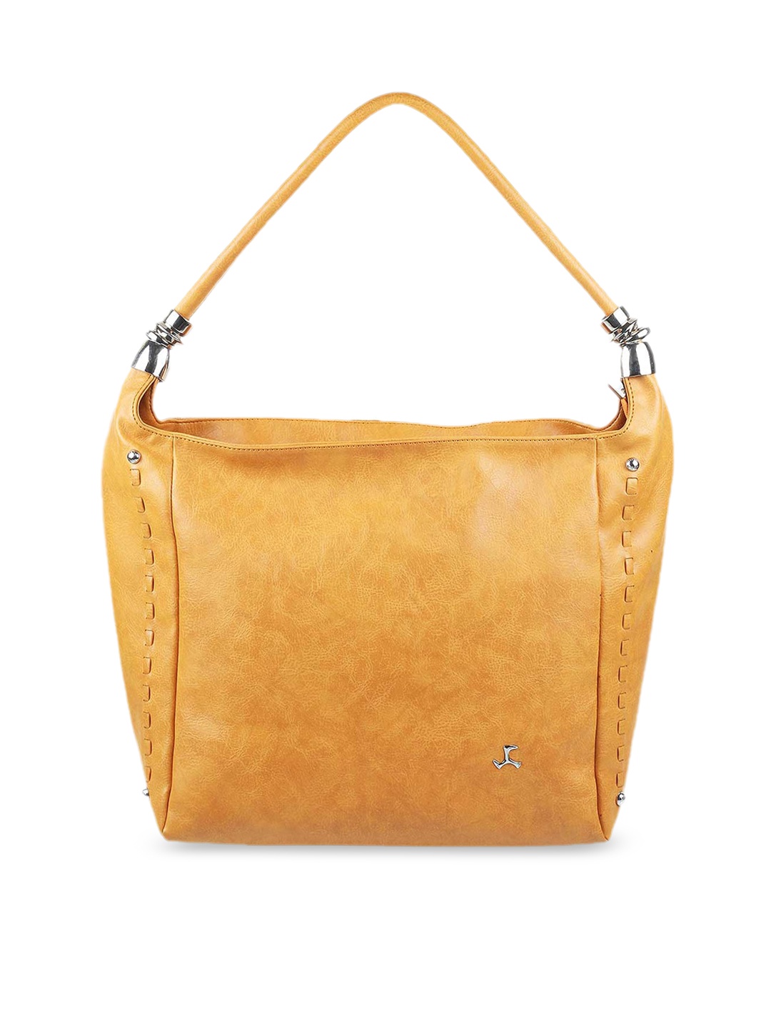 

Mochi Yellow Textured Structured Hobo Bag with Quilted