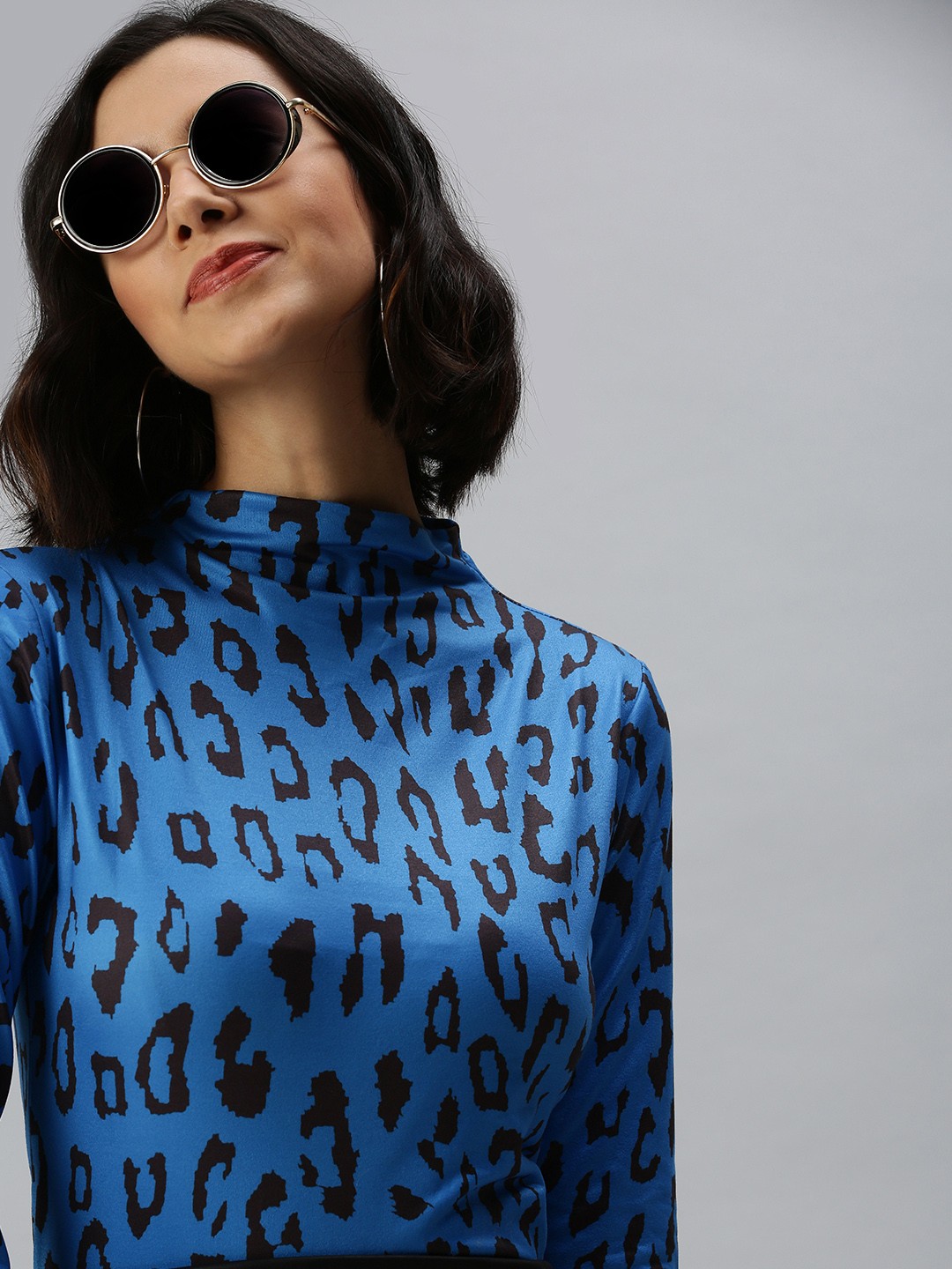 

SHOWOFF Blue Animal Print Top
