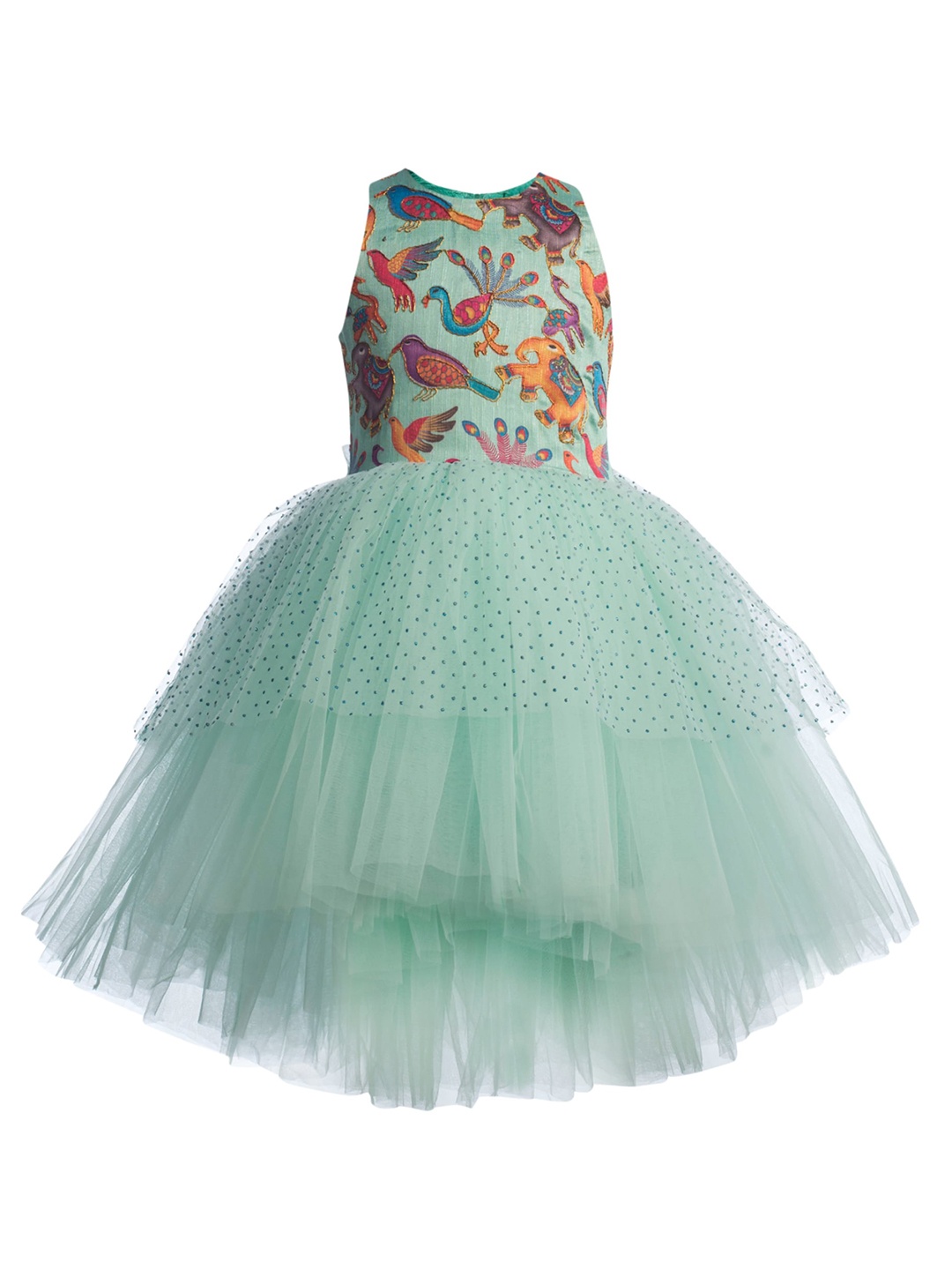 

Toy Balloon kids Sea Green Layered Net Maxi Dress