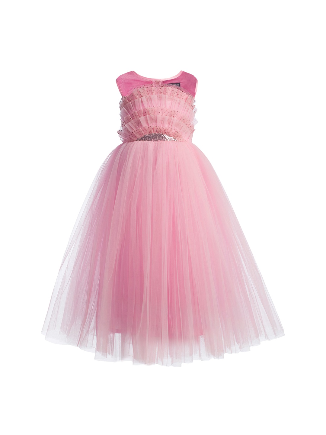 

Toy Balloon kids Pink Layered Net Maxi Dress