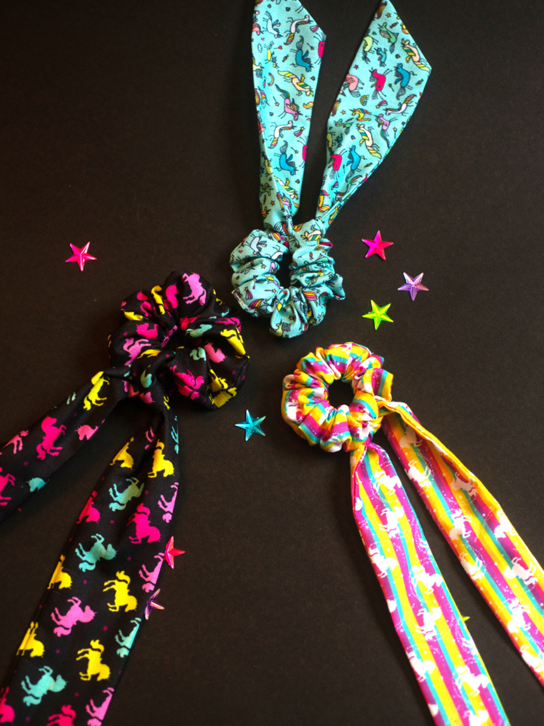 

Choko Girls Blue & Black Set of 3 Ponytail Holders