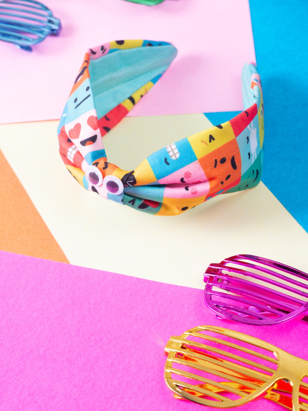 

Choko Girls Blue & Yellow Printed Hairband