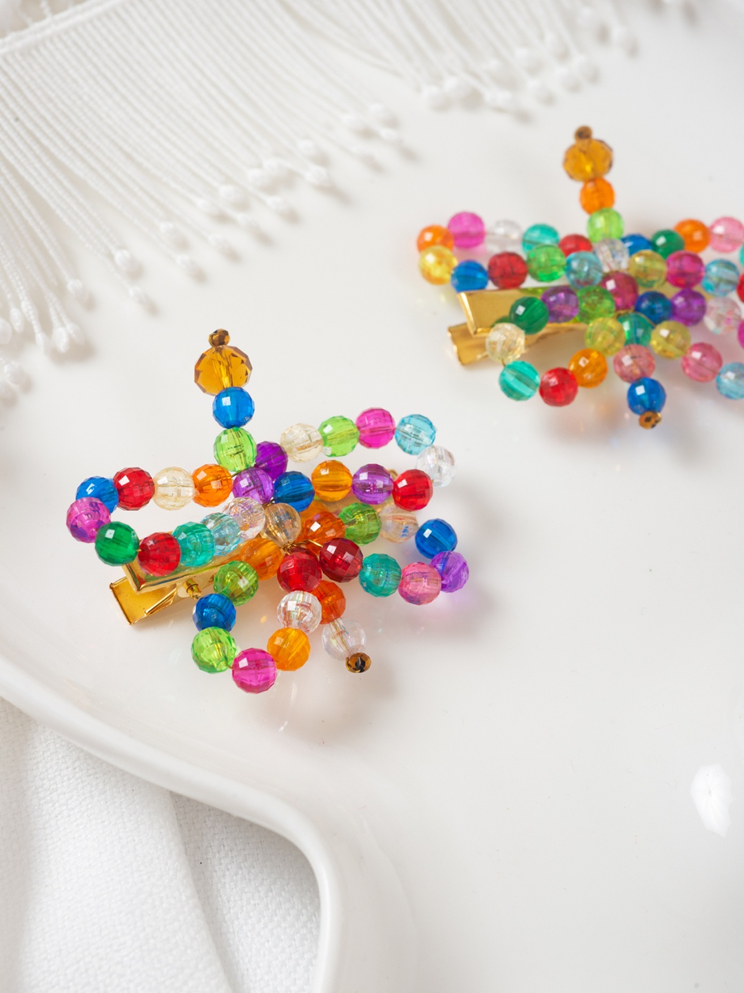 

Choko Girls Multicoloured Set of 2 Beaded Alligator Hair Clip, Multi