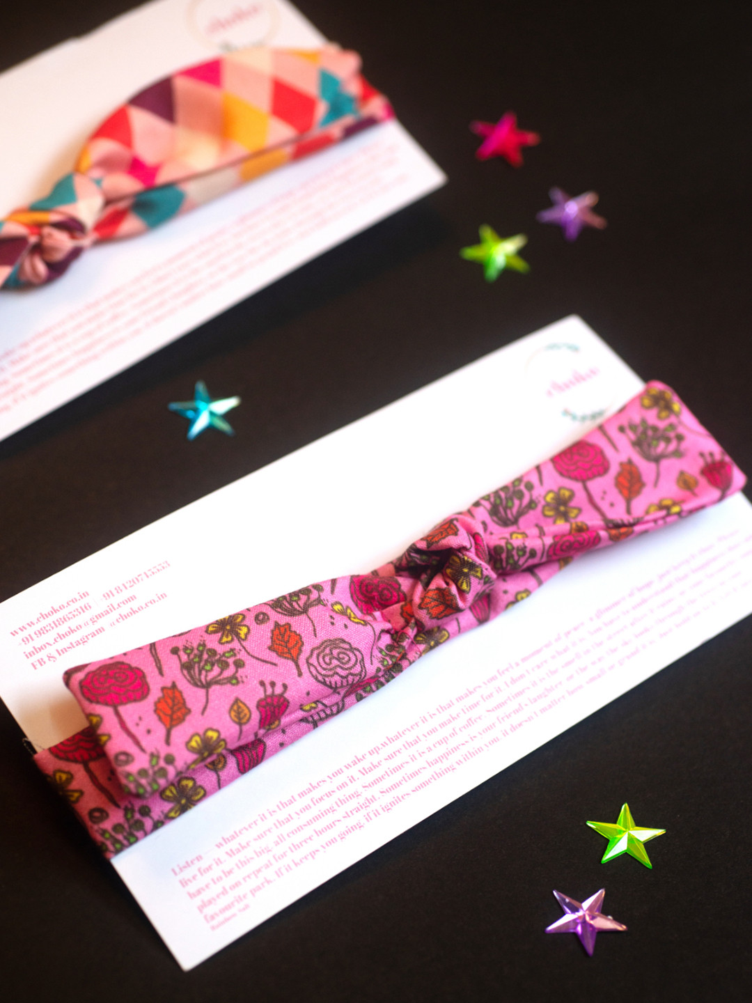 

Choko Pack of 2 Girls Pink & Orange Printed Hairband