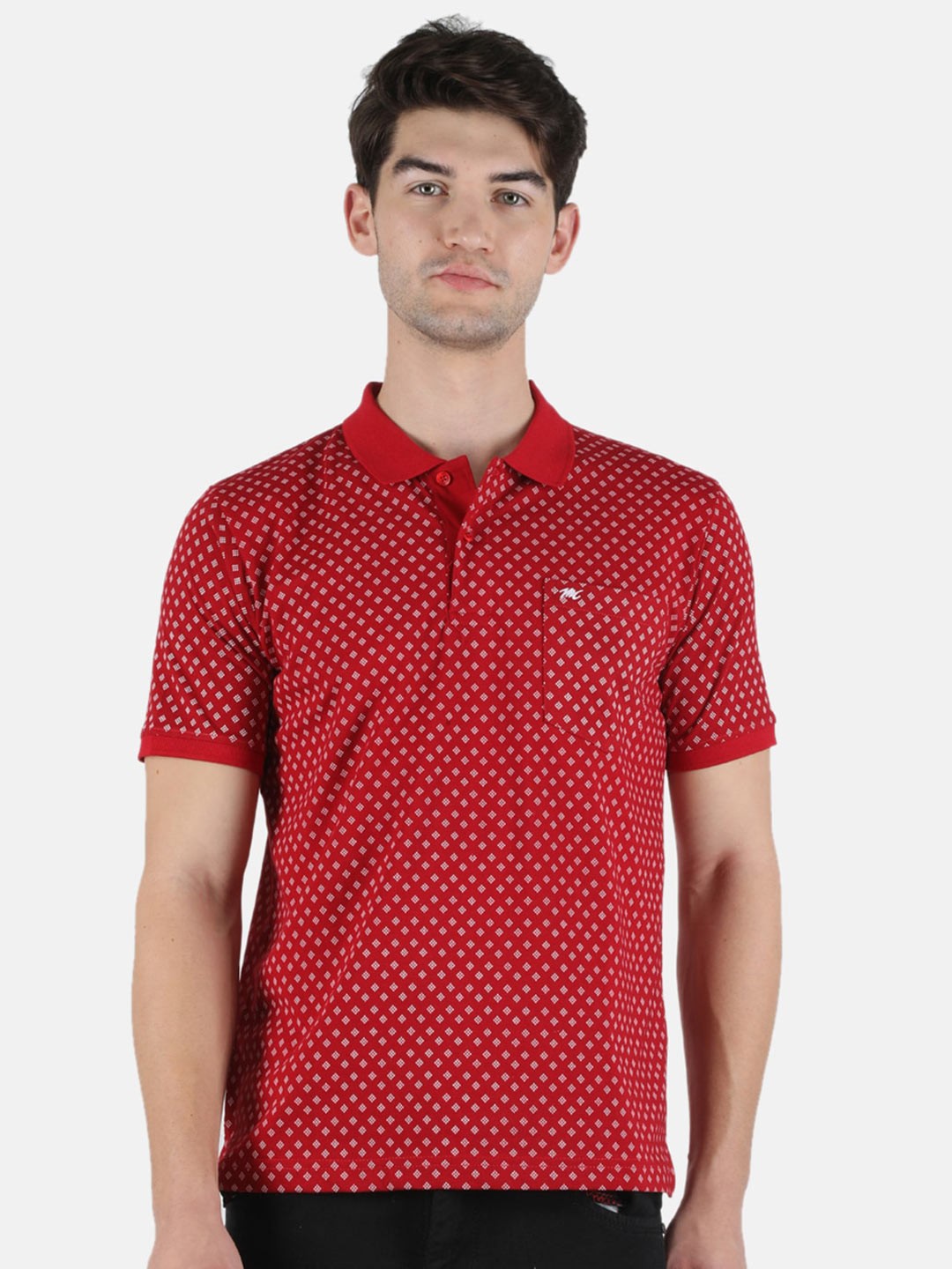 

Monte Carlo Men Red Printed Polo Collar T-shirt