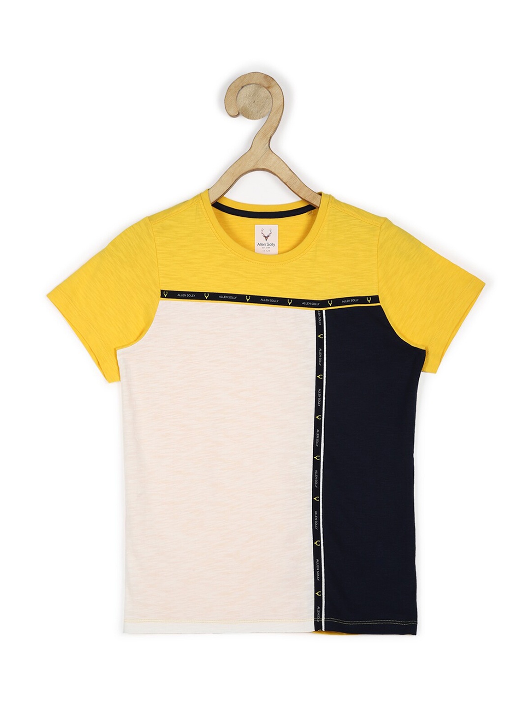 

Allen Solly Junior Boys Yellow Colourblocked V-Neck T-shirt