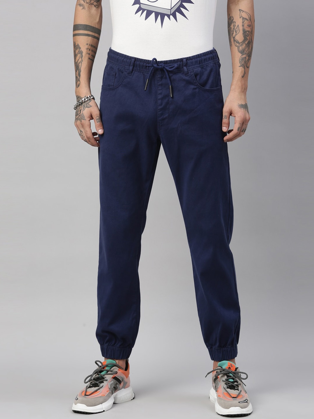 

Breakbounce Men Blue Slim Fit Joggers Trousers