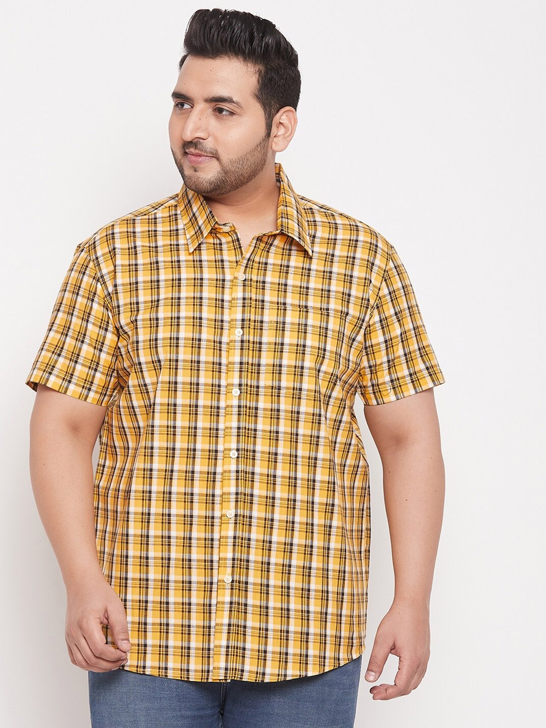 

bigbanana Men Mustard Classic Checked Casual Shirt