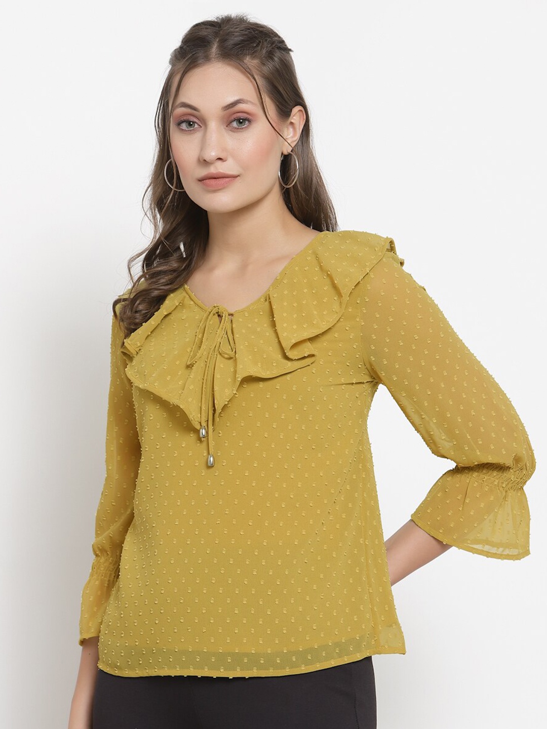 

Gipsy Green Tie-Up Neck Top