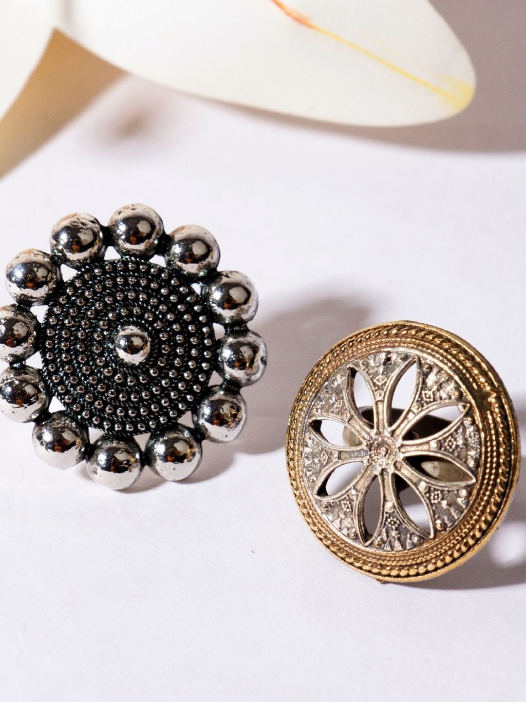 

AccessHer Women Silver-Plated Pack Of 2 Oxidized Ring