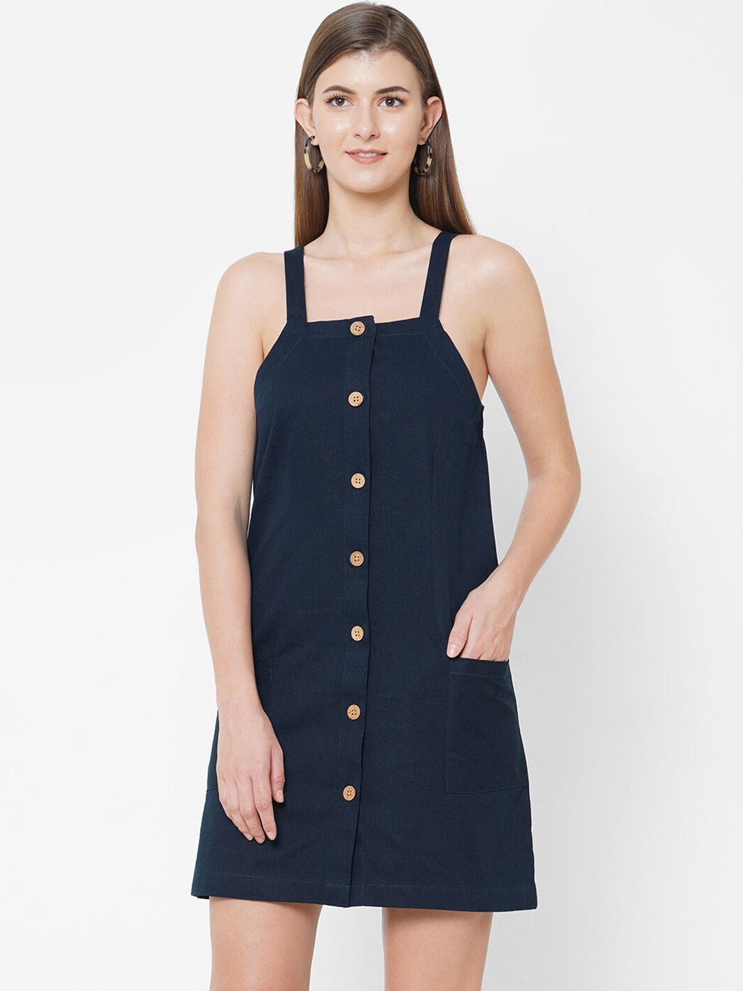 

VASTRADO Navy Blue Pinafore Dress