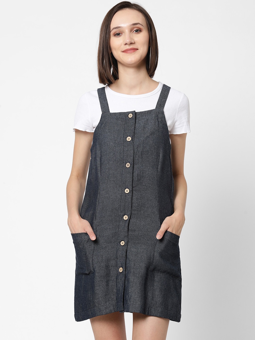 

VASTRADO Navy Blue Pinafore Dress