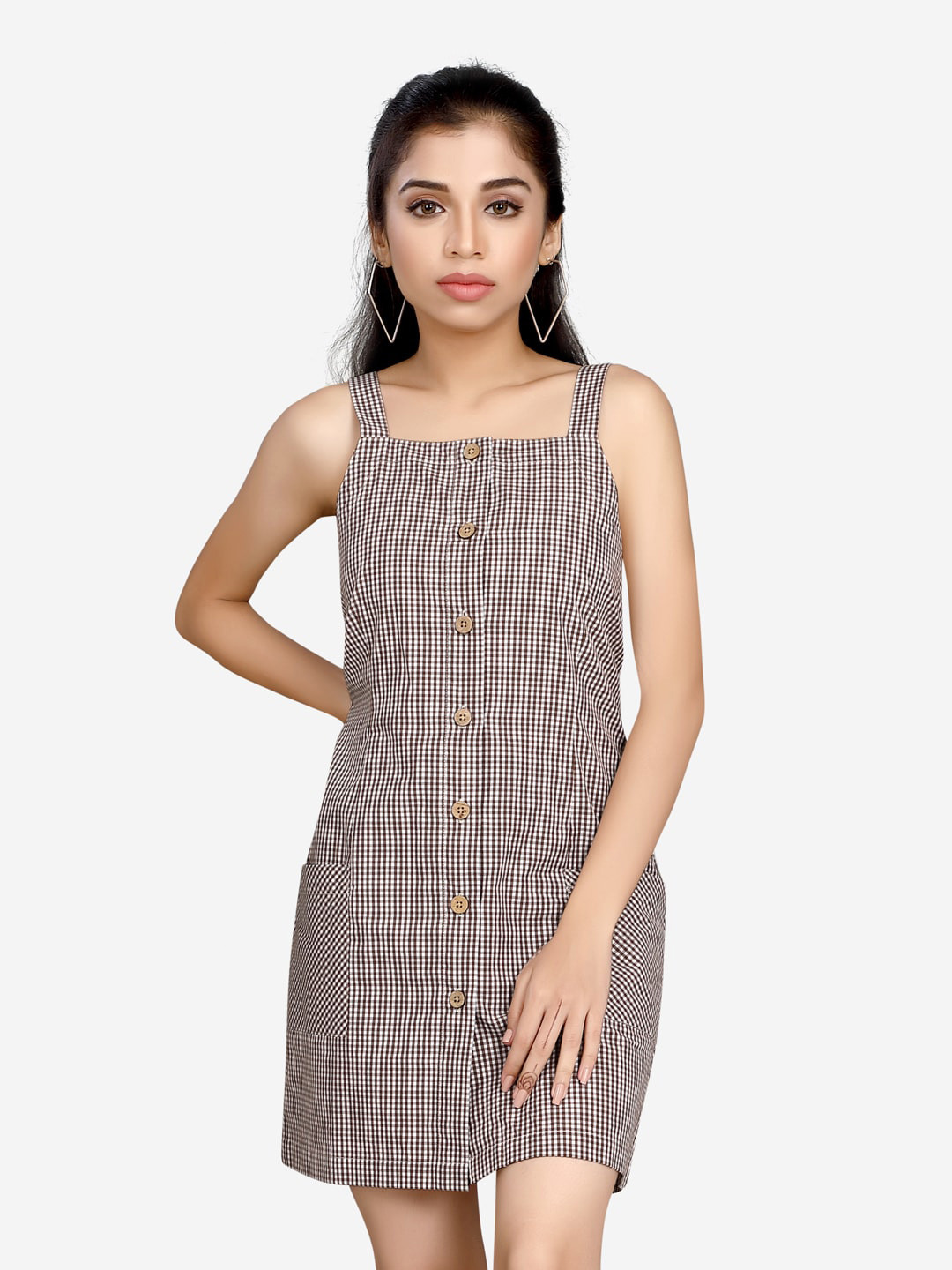 

VASTRADO Brown Striped A-Line Dress