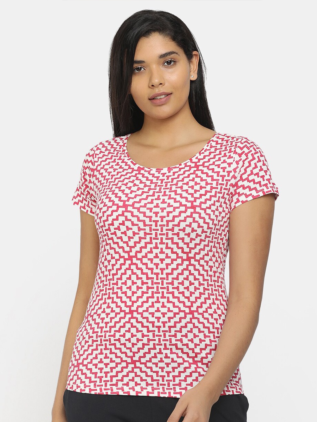 

Cherokee Women Pink Floral Printed T-shirt