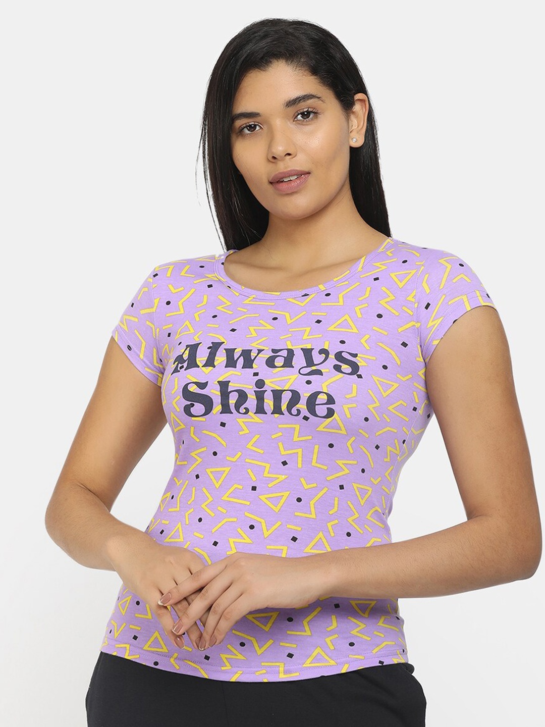 

V-Mart Women Purple Printed T-shirt