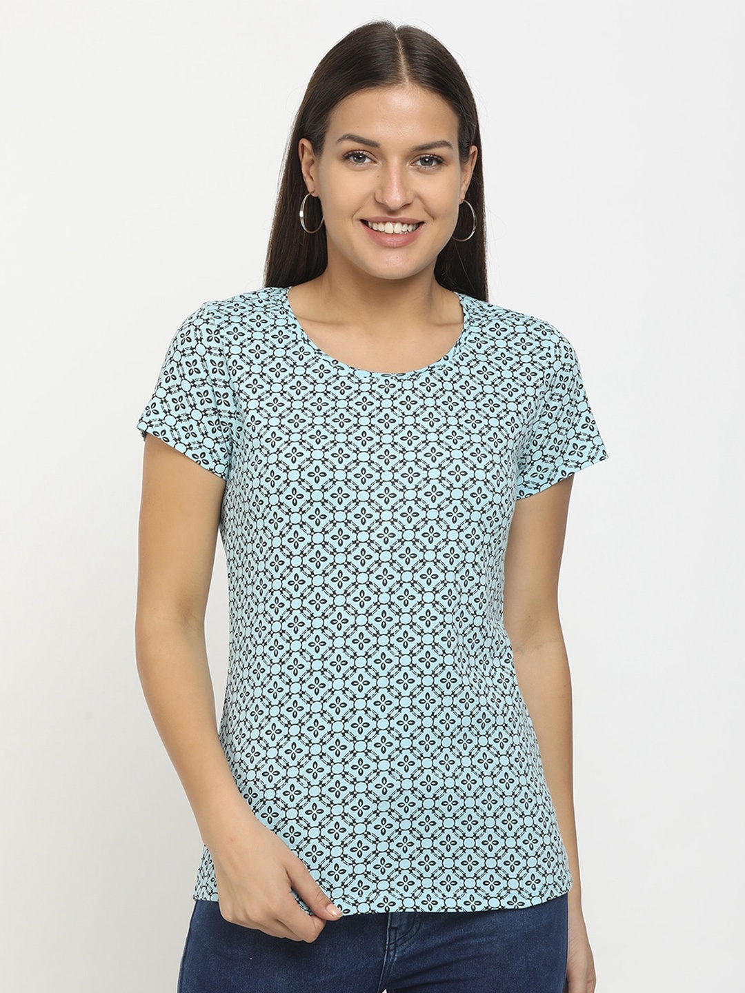 

Cherokee Women Blue Printed T-shirt