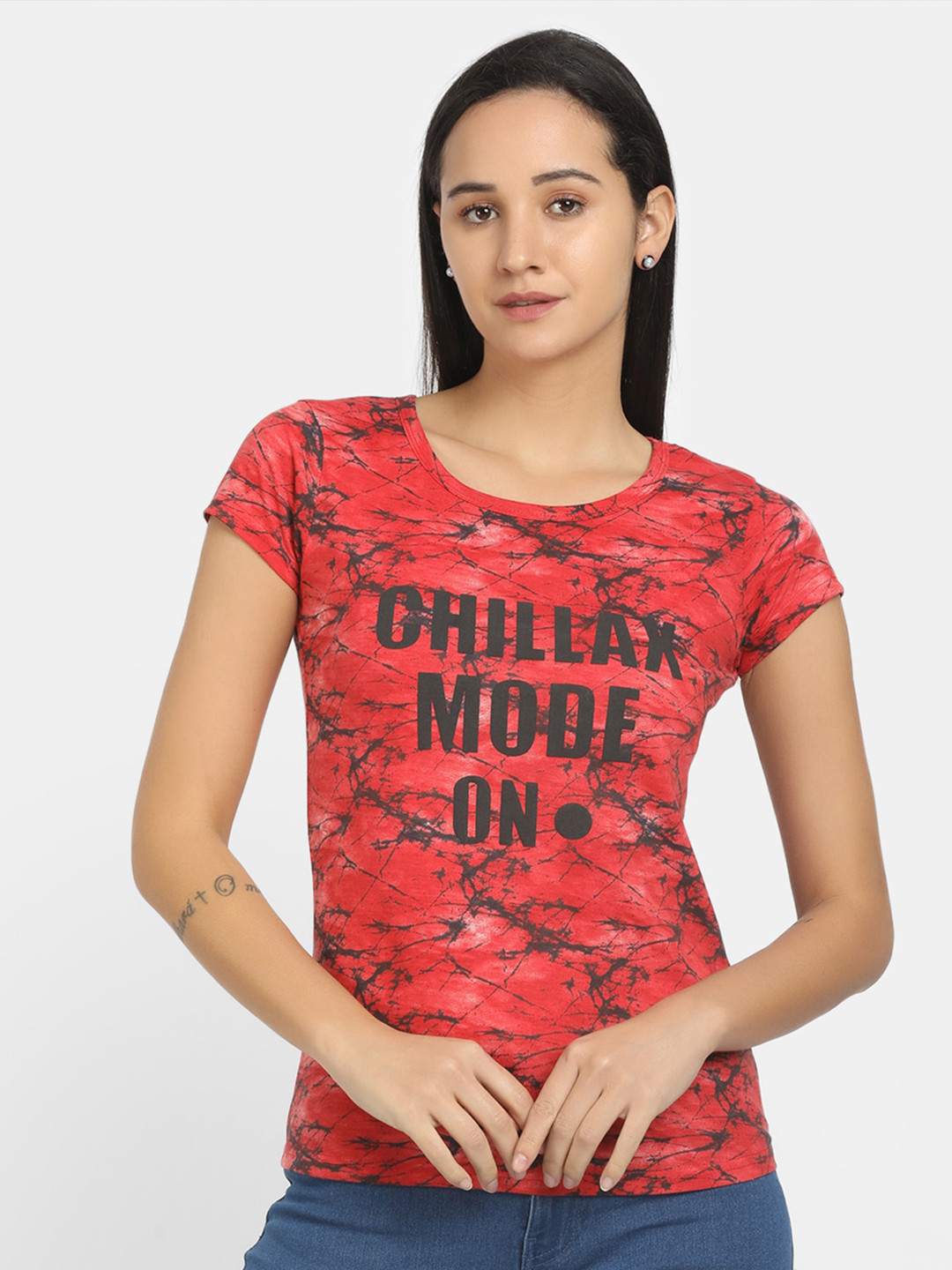 

V-Mart Women Red Printed T-shirt