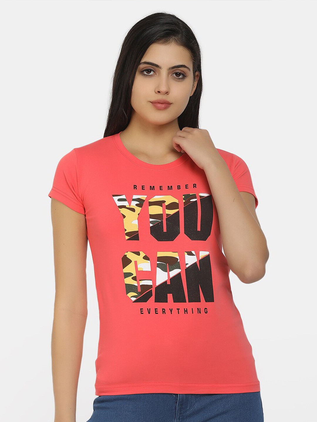 

V-Mart Women Orange Typography Printed T-shirt