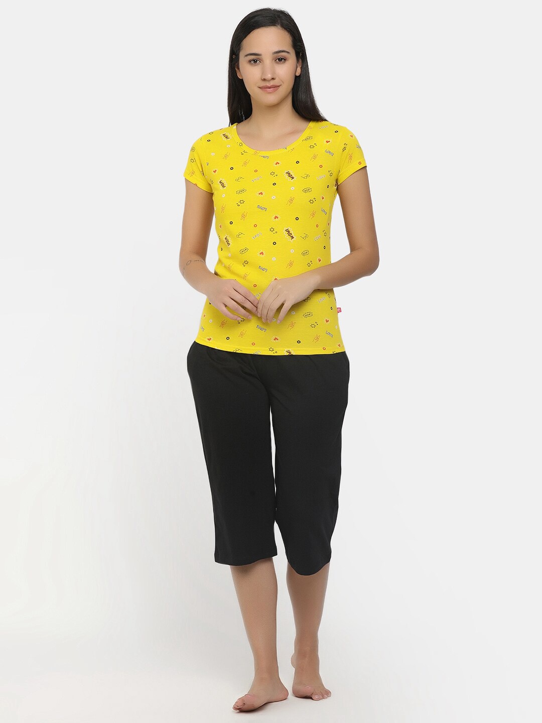 

V-Mart Women Yellow Printed T-shirt