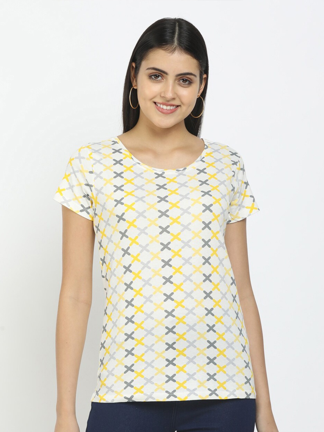 

Cherokee Women Yellow Printed T-shirt