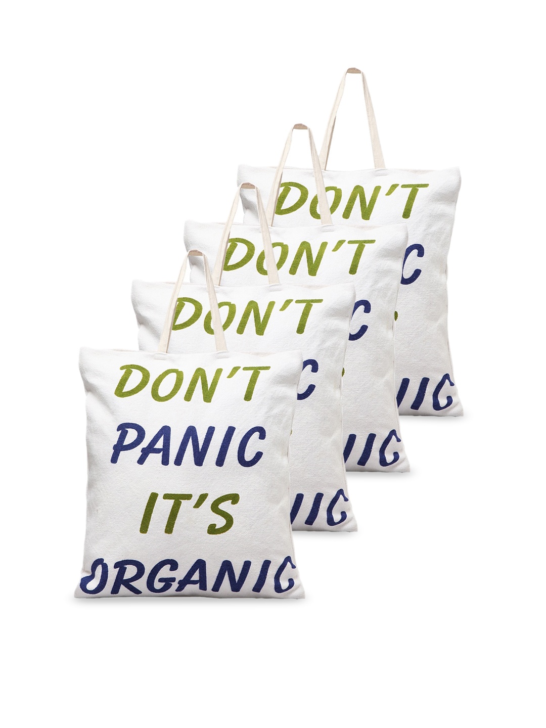 

KLOTTHE Set of 4 White Printed Shopper Tote Bag