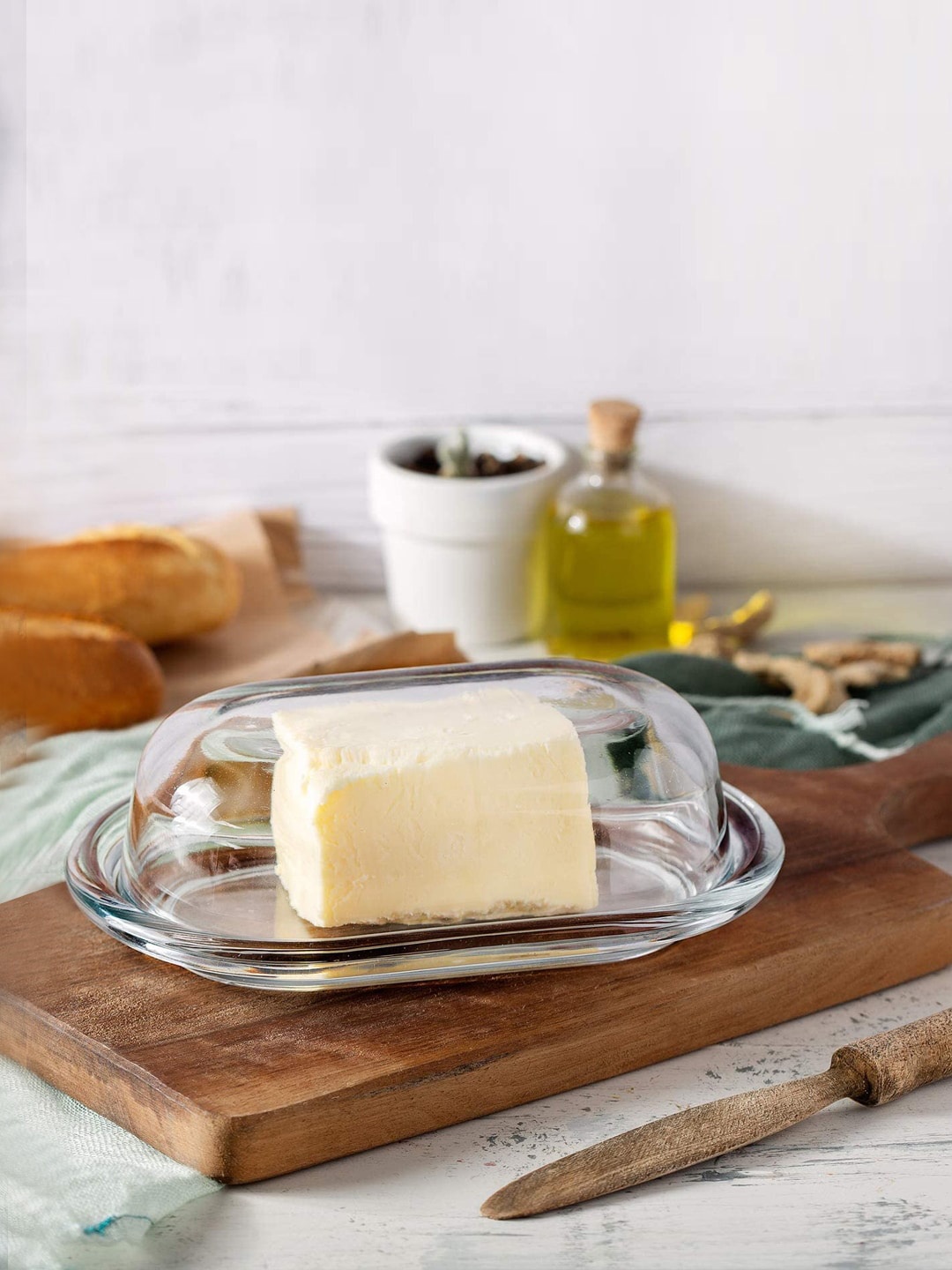 

INCRIZMA Transparent Glass Butter Dish with Glass Base
