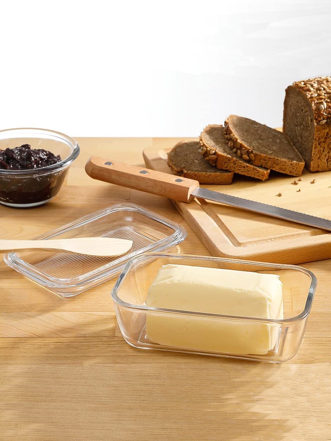 

INCRIZMA Transparent Glass Butter Dish with Glass Base