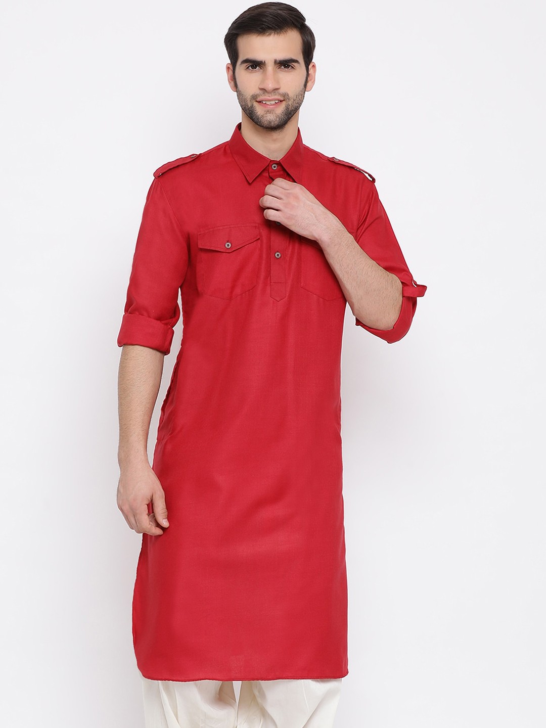 

VASTRAMAY Men Maroon Kurta