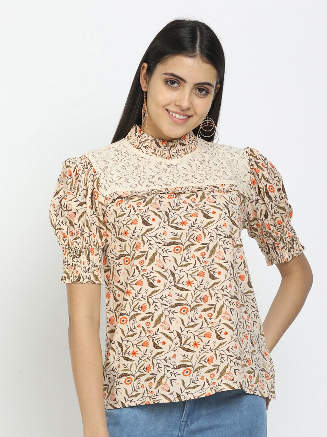 

Cherokee Navy Blue Floral Print Top