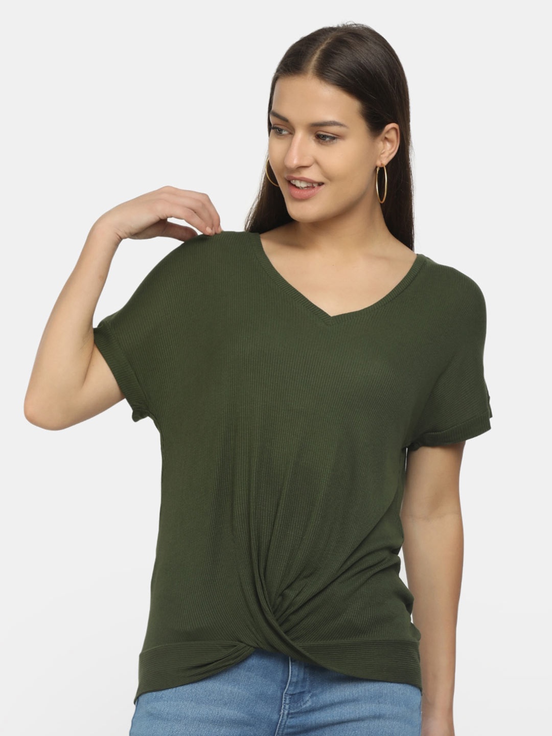 

Cherokee V-Neck Regular Top, Olive