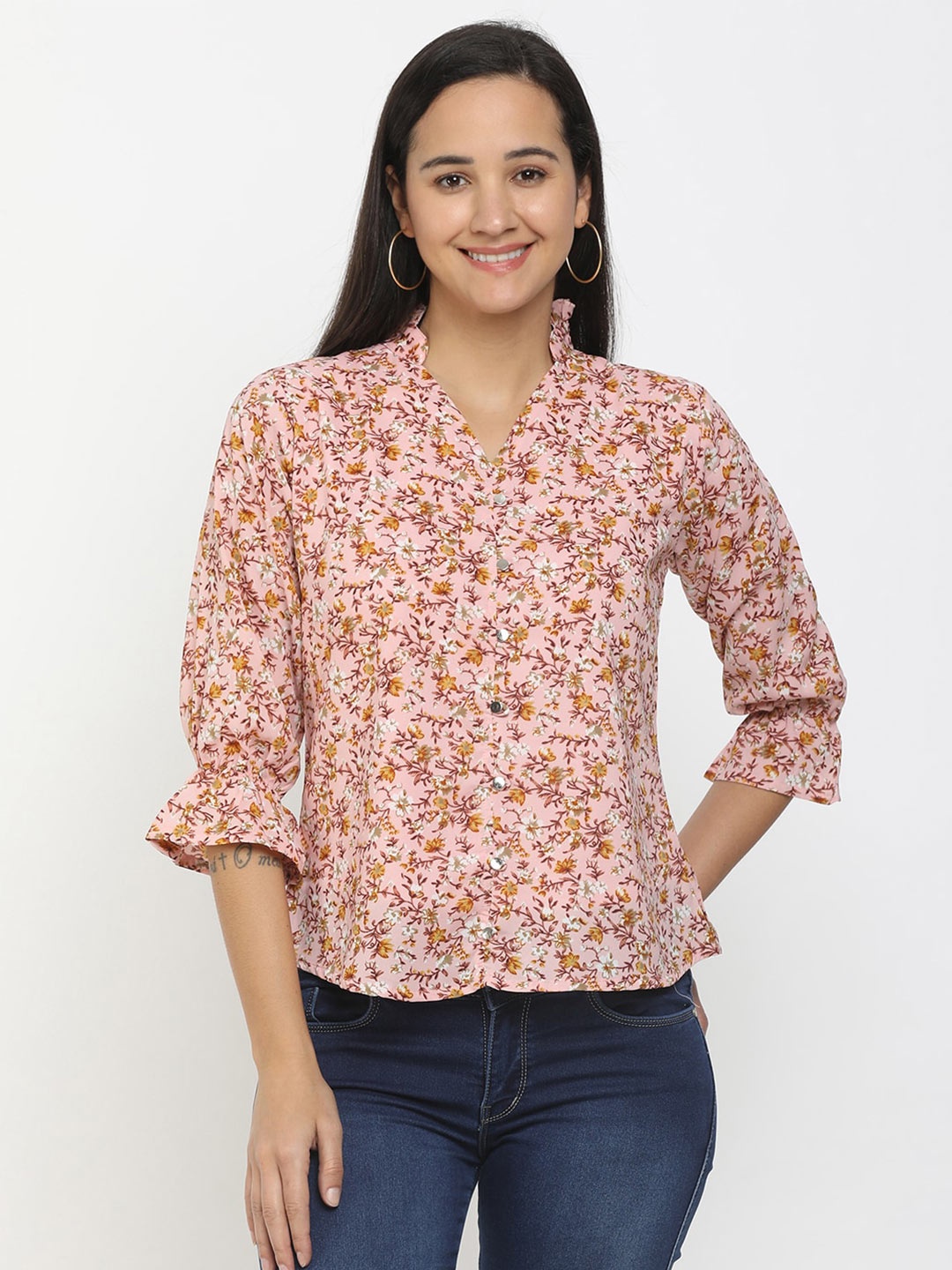 

V-Mart Pink Floral Print Top