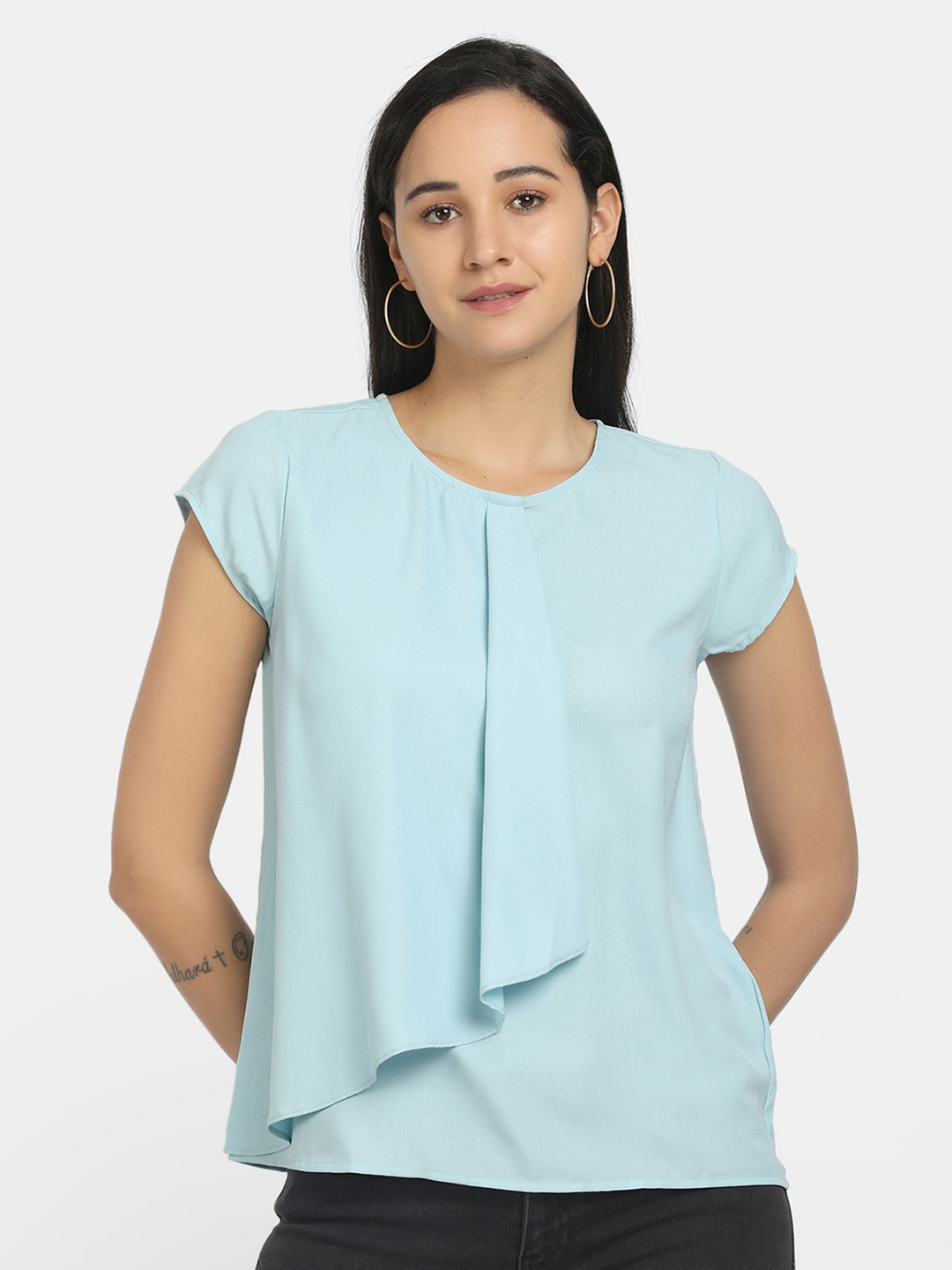 

V-Mart Round Neck Regular Top, Blue