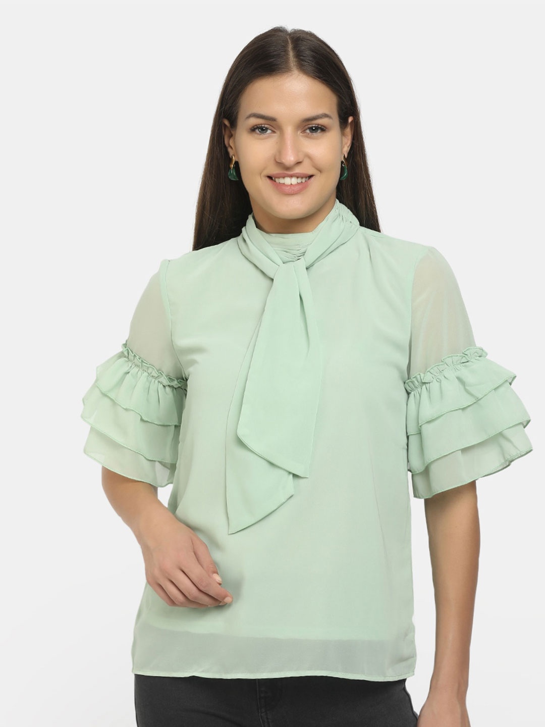 

V-Mart Sage High Neck Regular Top, Green