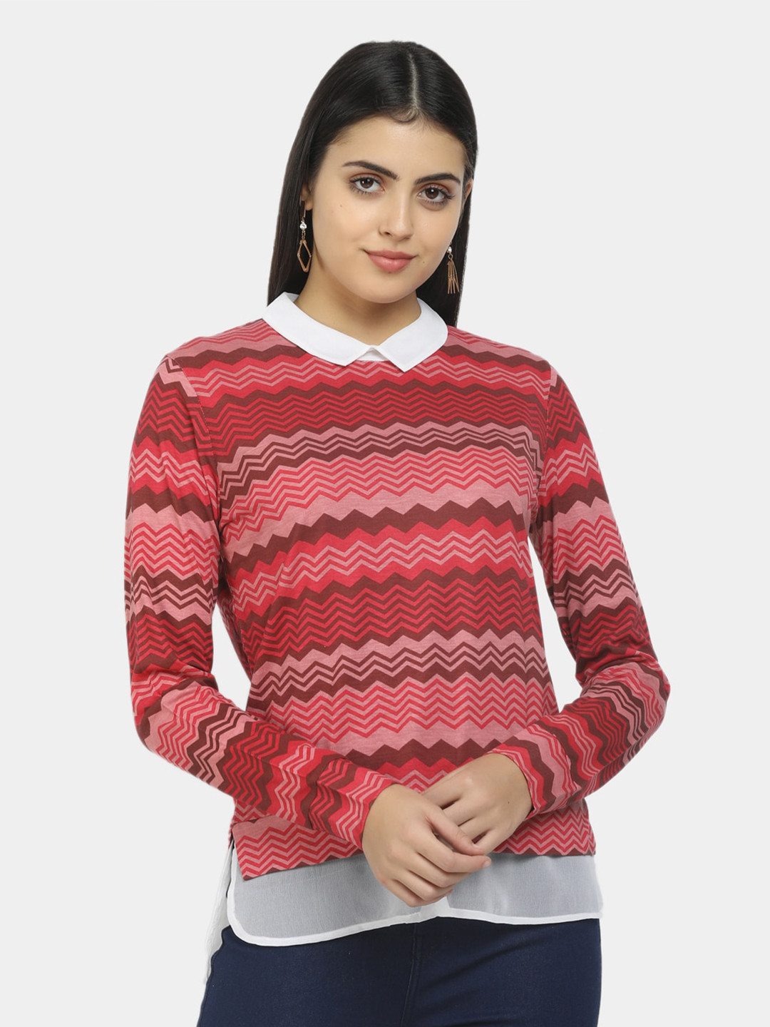 

V-Mart Red Striped Top
