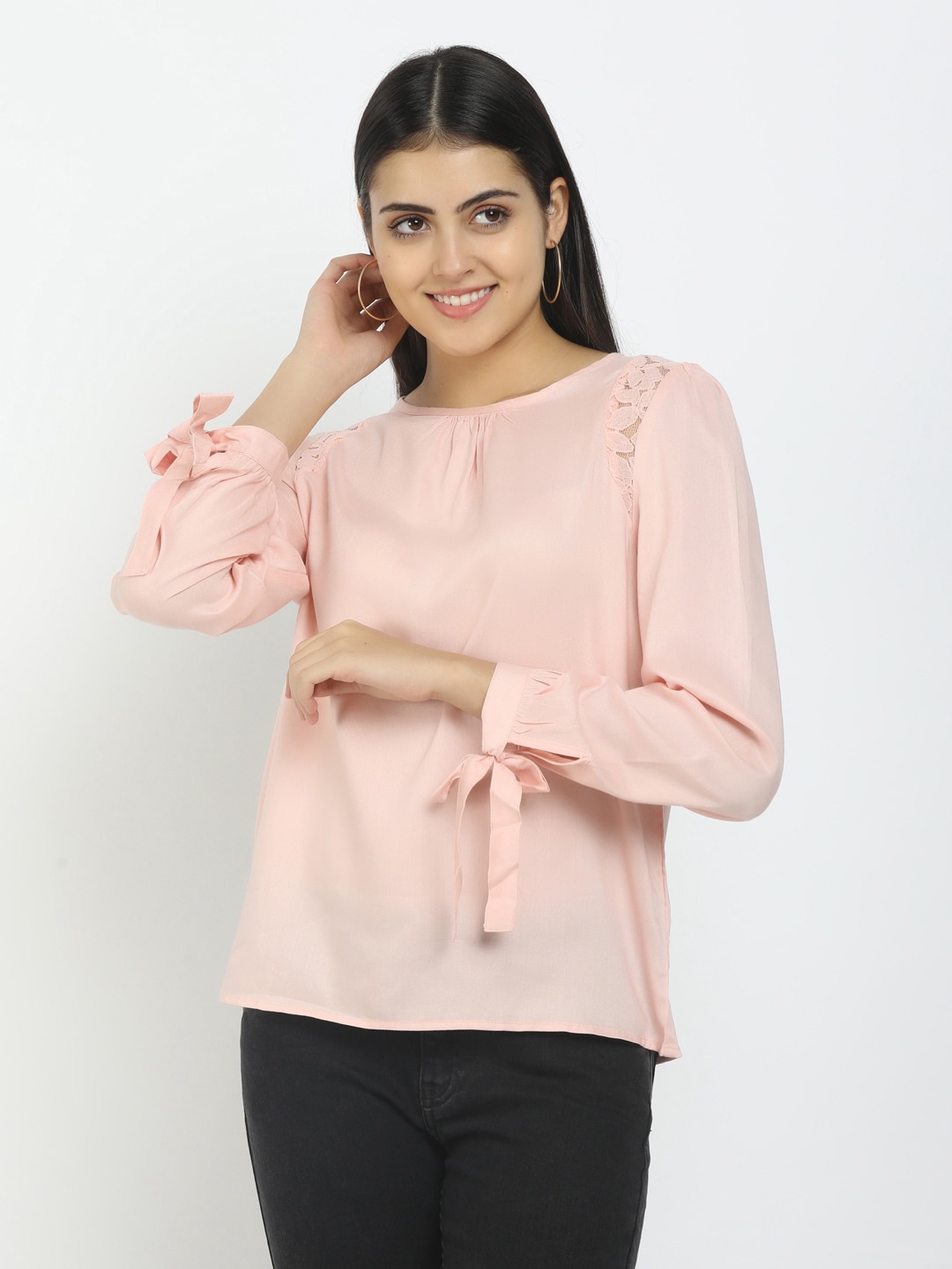 

Cherokee Boat Neck Regular Top, Peach