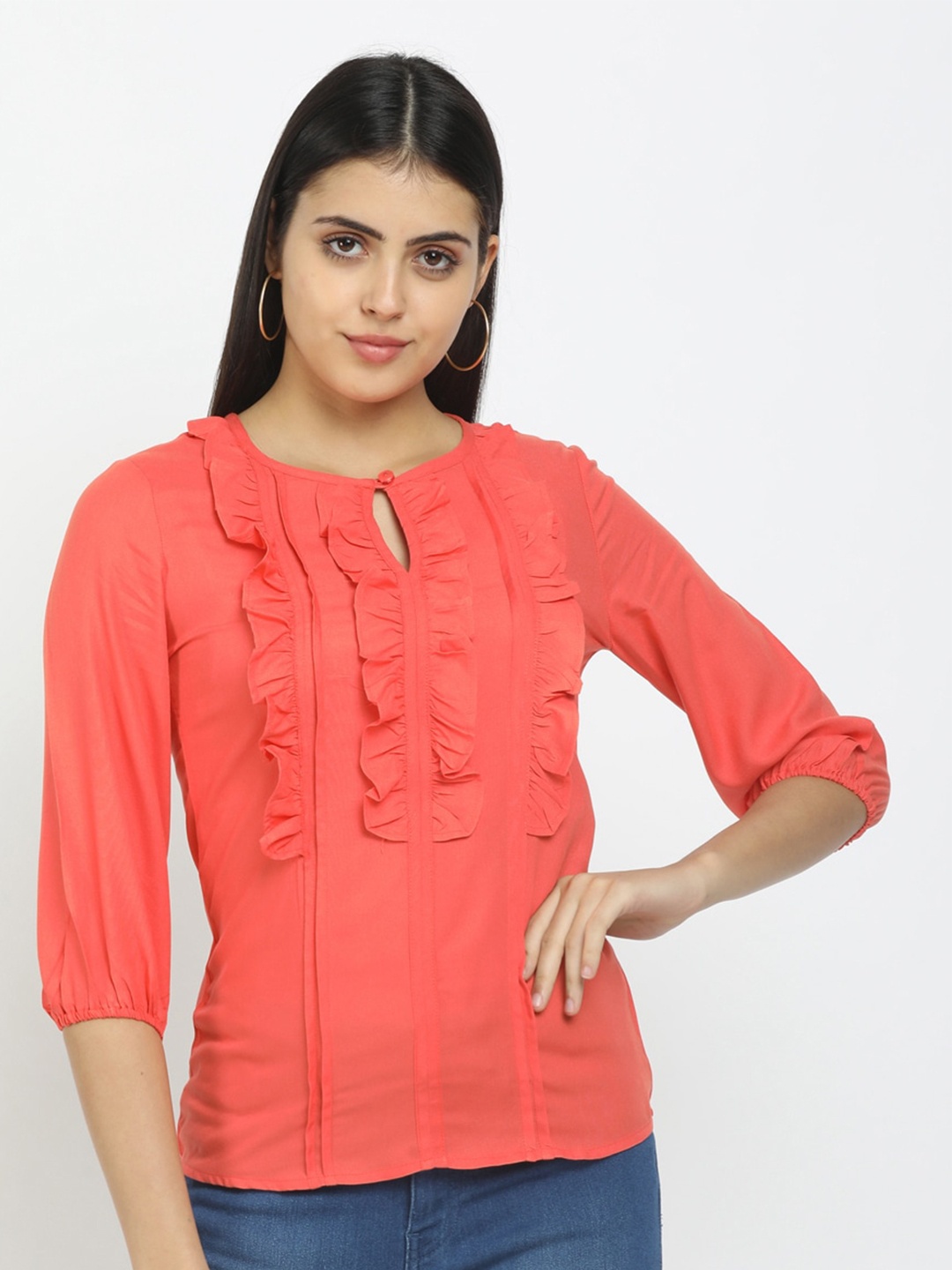 

V-Mart Multicoloured Tie-Up Neck Top, Multi