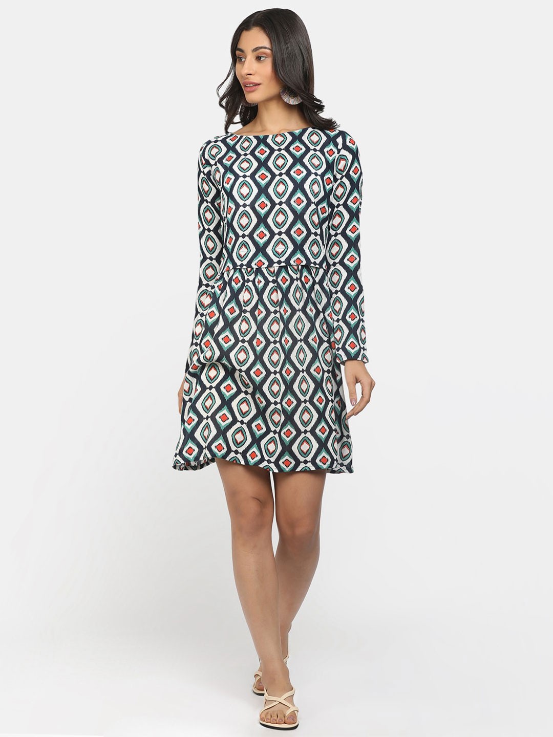 

Cherokee Black Geometric Print Longline Top