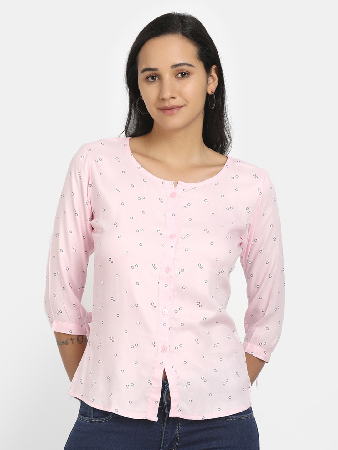 

V-Mart Pink Print Top