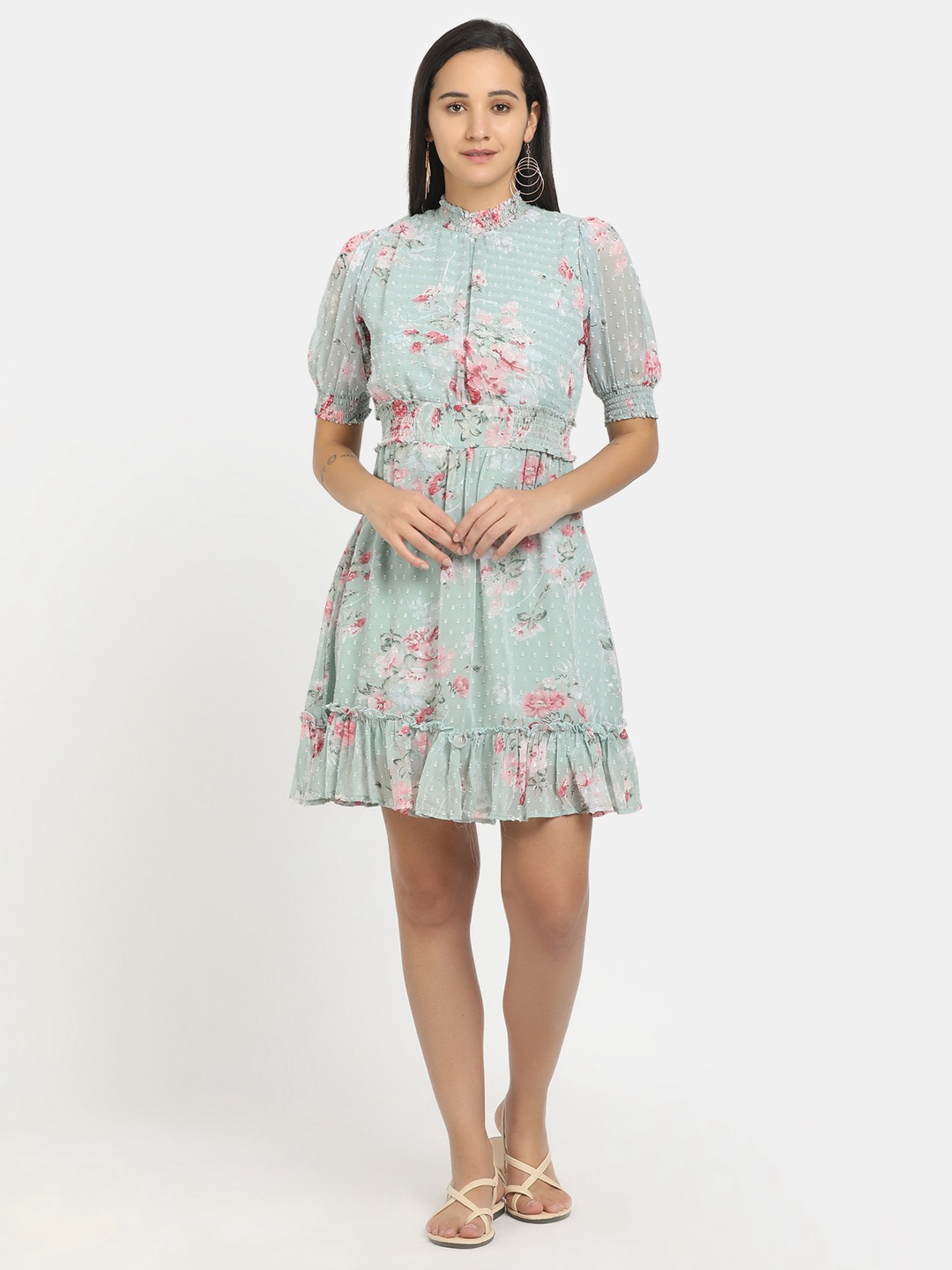

V-Mart Green Floral Dress