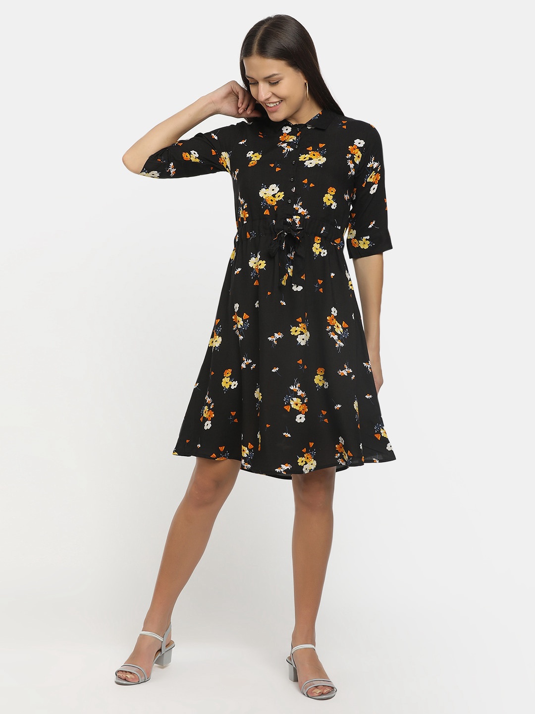 

V-Mart Black Floral Dress