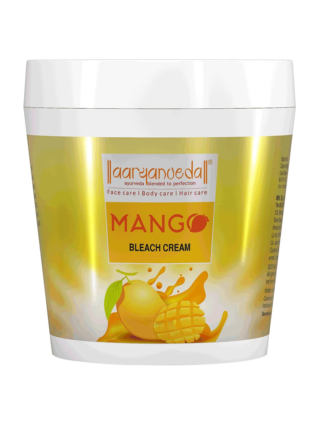 

Aryanveda Mango Bleach Cream For Skin Brightening Instant Glow - Lightens Blemishes - 250g, Yellow