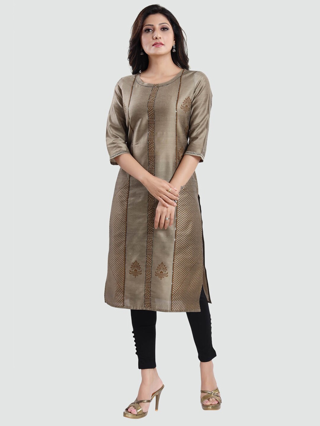 

Saree Swarg Women Beige Ethnic Motifs Printed Kurta