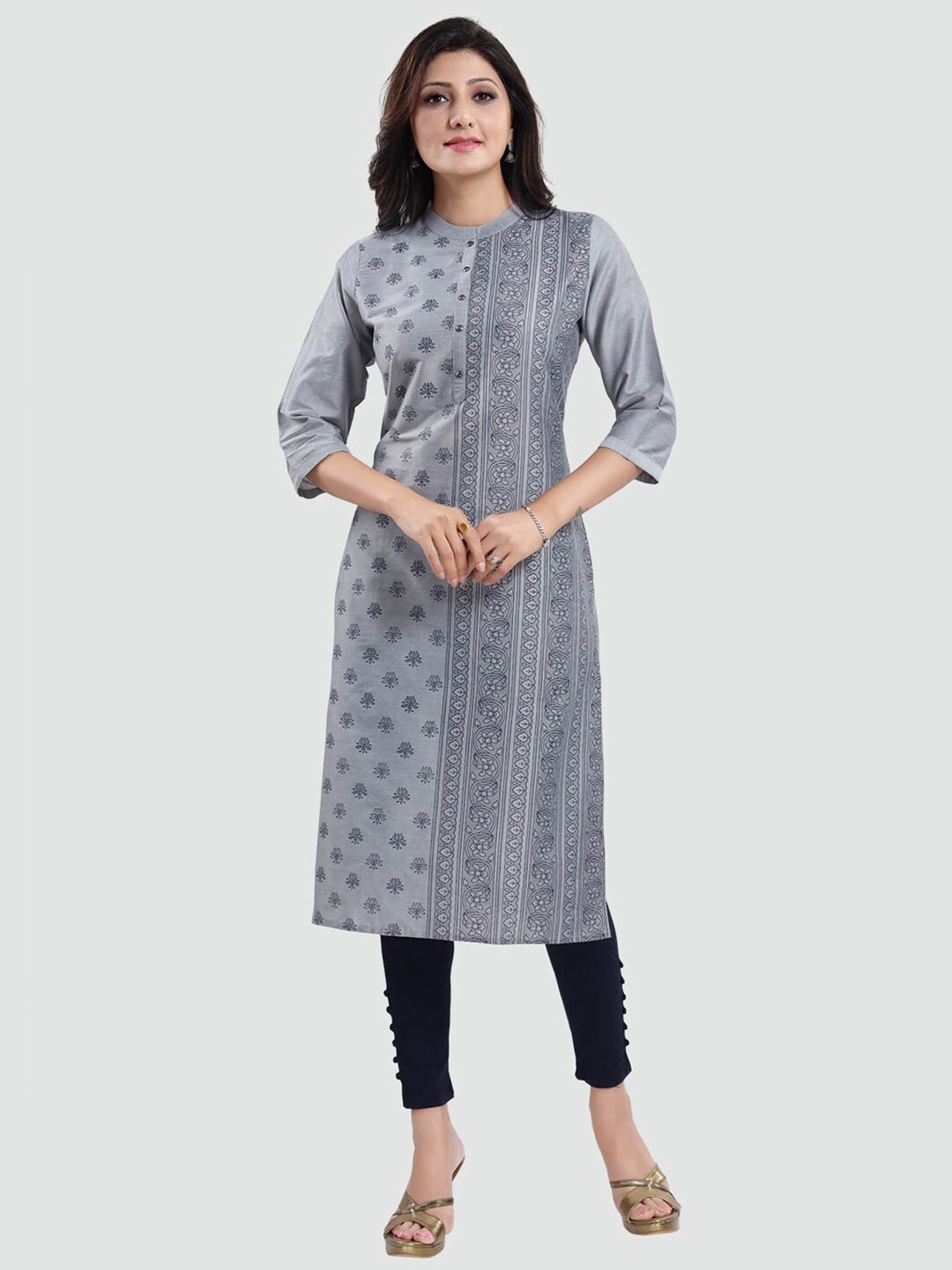 

Saree Swarg Women Grey Ethnic Motifs Printed Kurta