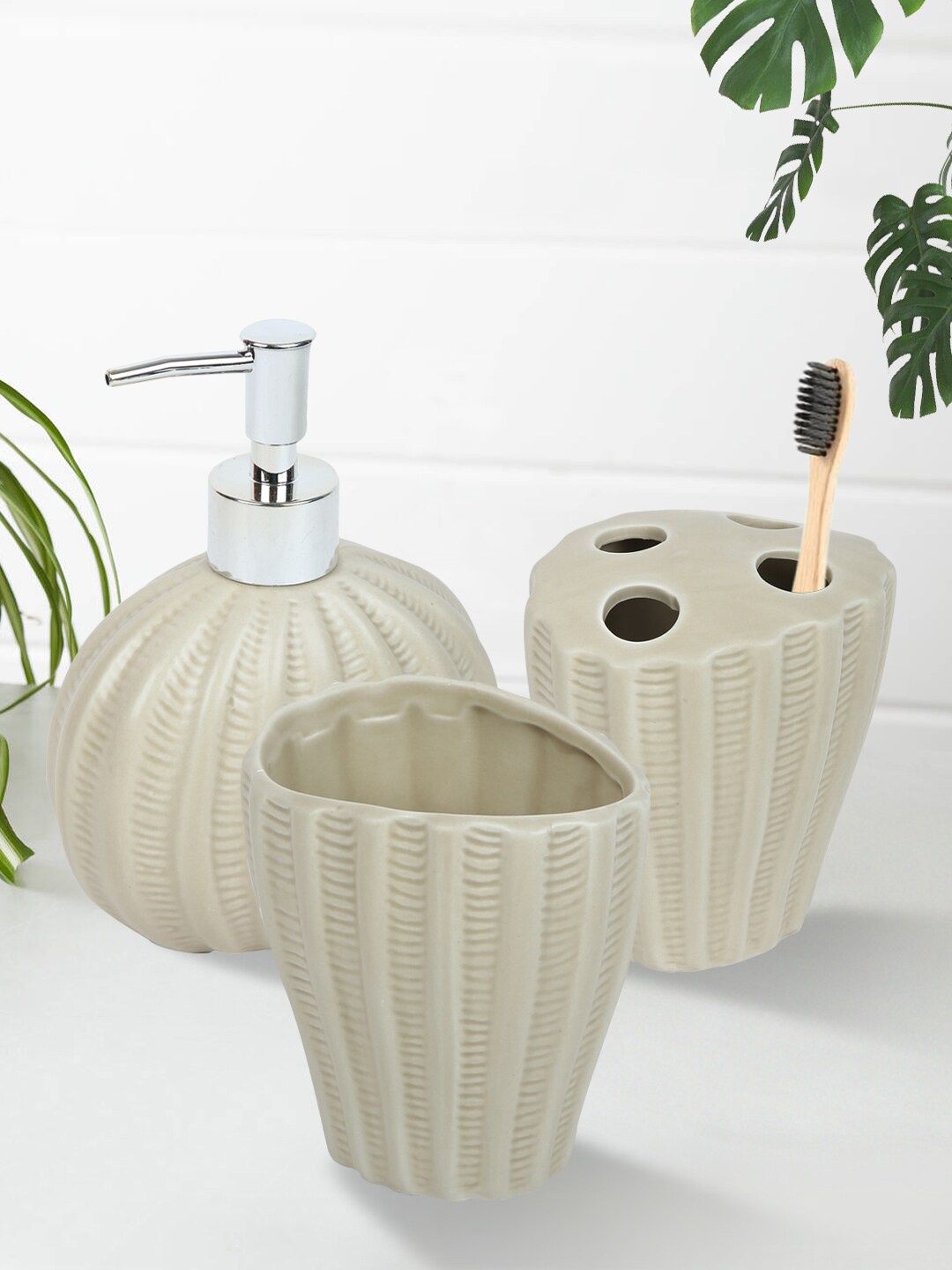 

House Of Accessories Cream-Coloured Ceramic Bath Accessories Set