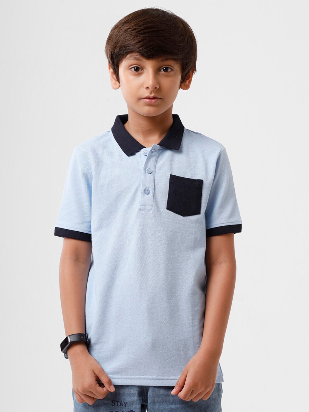 

PIPIN Boys Blue Polo Collar T-shirt