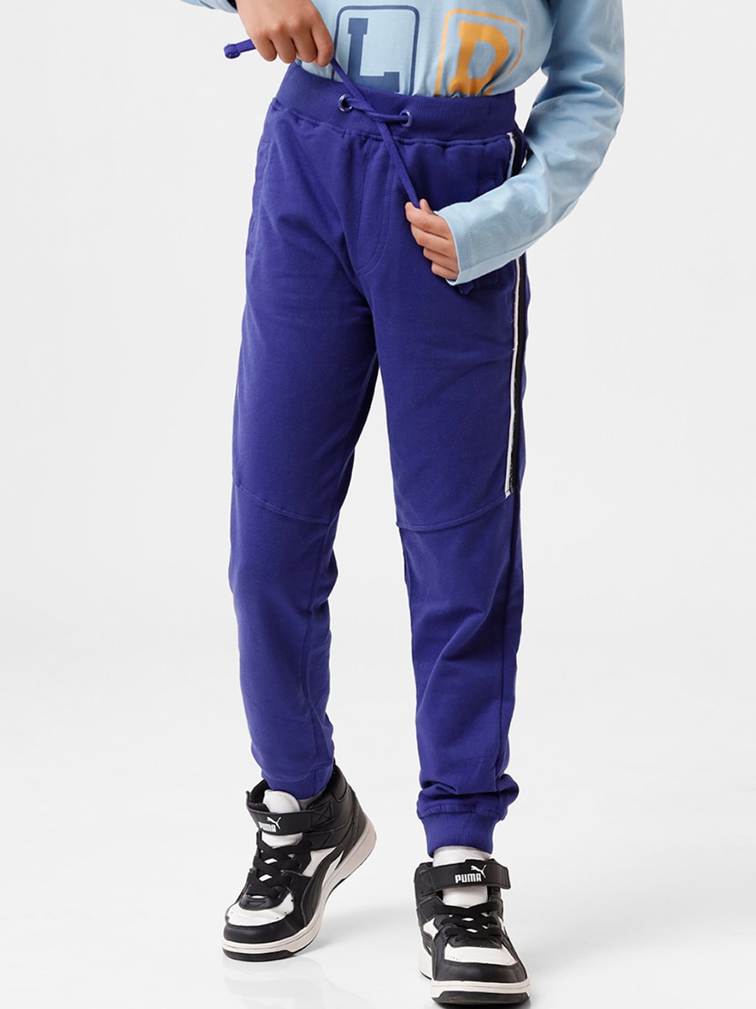 

PIPIN Boys Blue Solid Pure Cotton Joggers